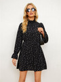 Autumn 2022 Women’s Fashion long-sleeved dress Black Heart Print Slim A-Line Casual Dress Out Going alx