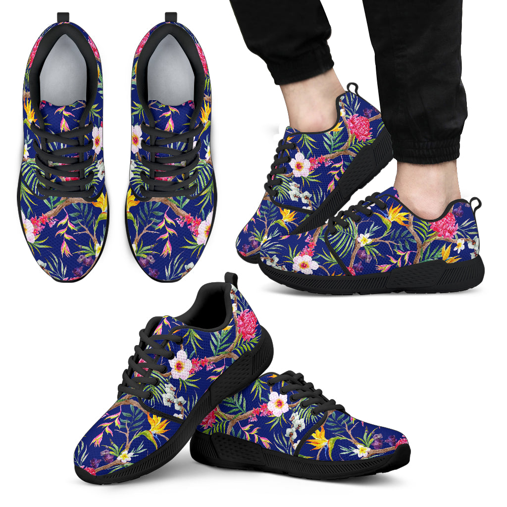 Watercolor Tropical Flower Pattern Print Men’S Athletic Shoes