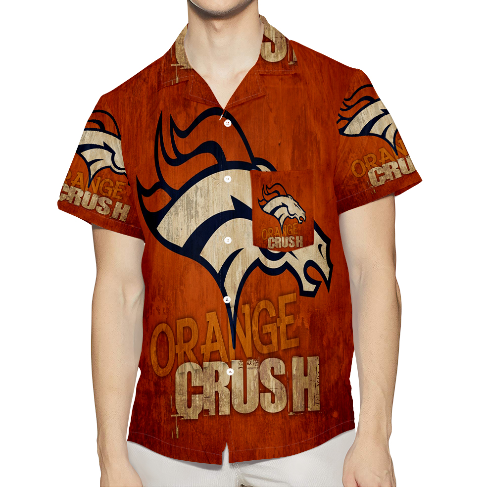 Denver Broncos Orange Crush V11 3D All Over Print Summer Beach Hawaiian Shirt With Pocket