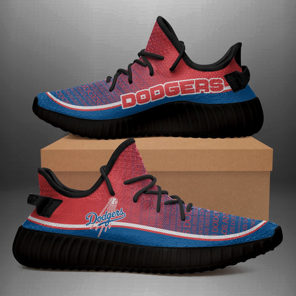 Colorful Line Words Los Angeles Dodgers Yeezy Shoes