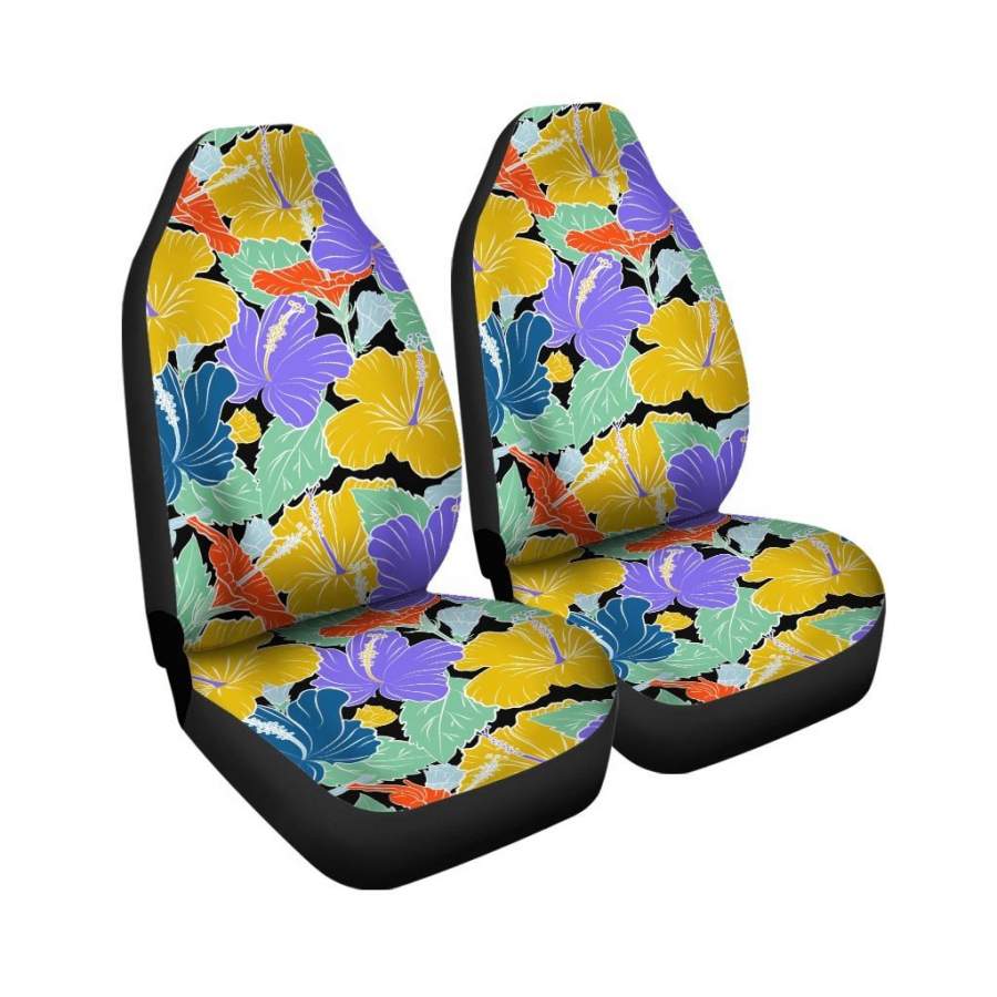 Violet Hibiscus Flower Hawaiian Print Car Seat Covers - Hibiscus Print Car Seat Covers