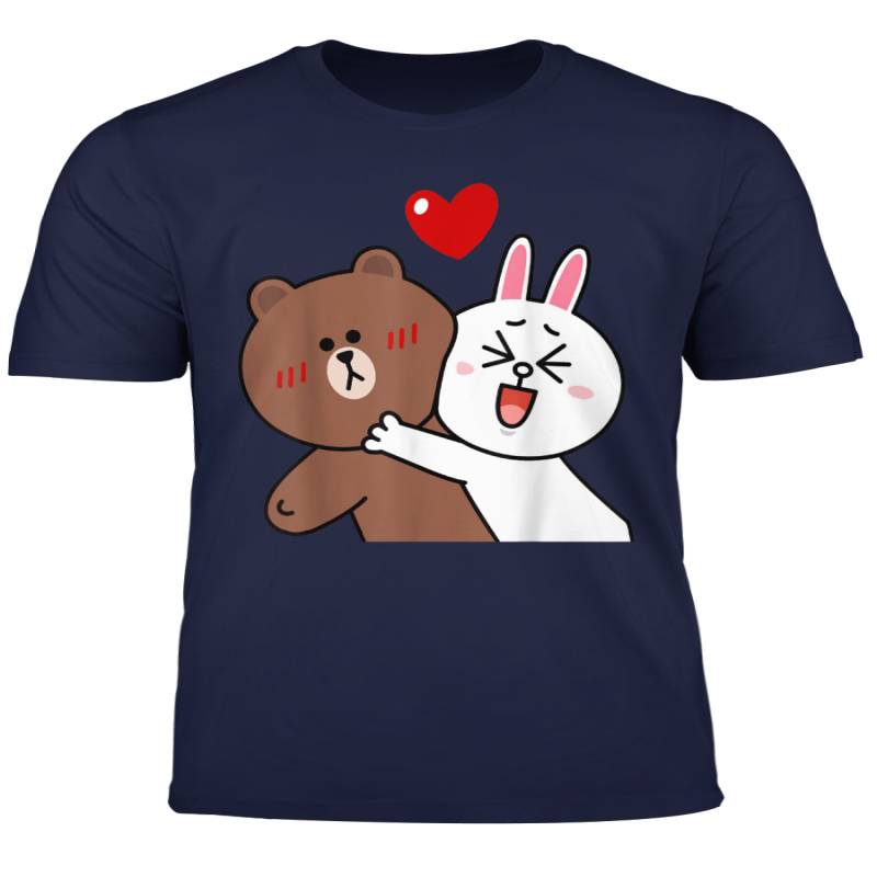 Cute Brown Bear Cony Bunny Rabbit Lovers In Love Hug Kiss T Shirt