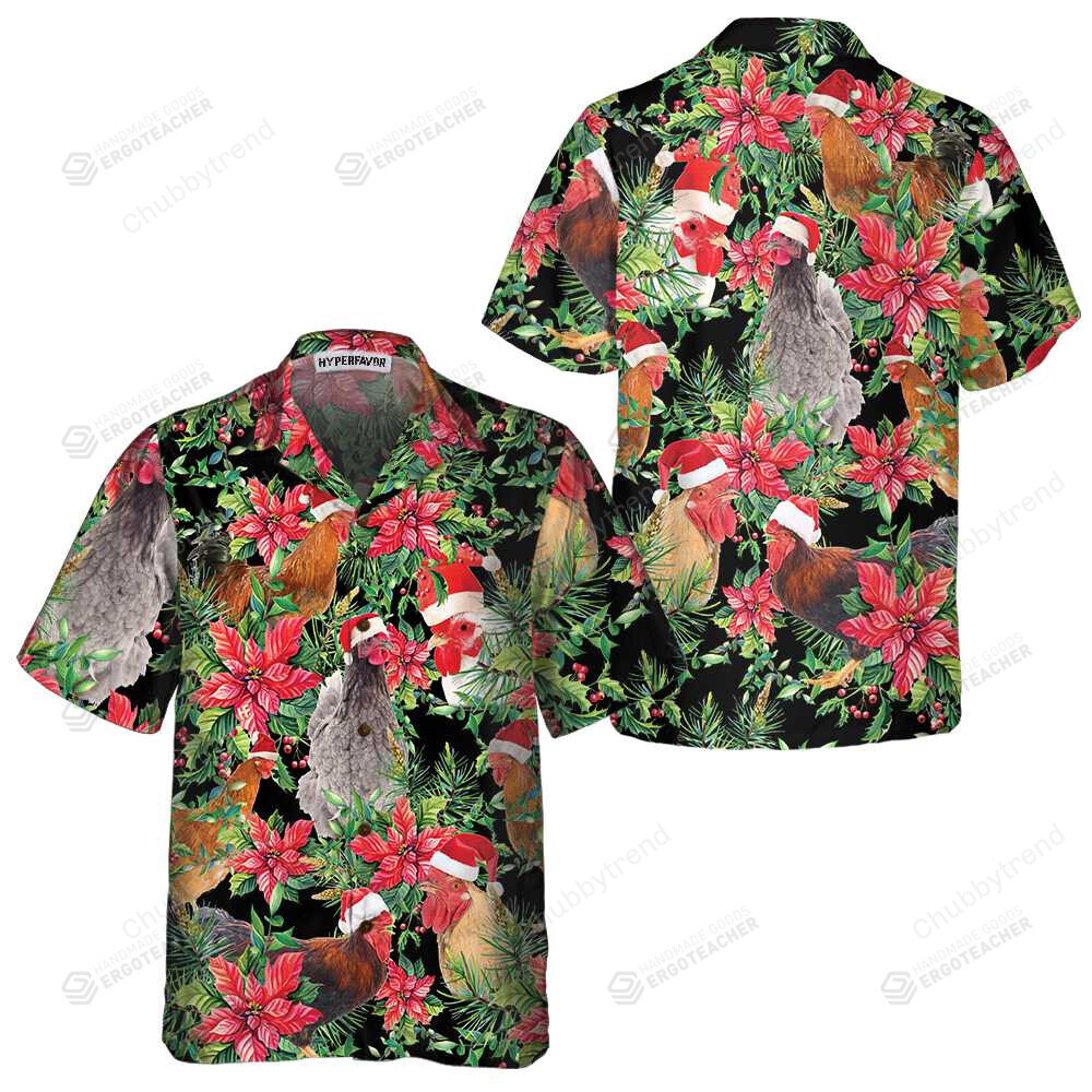 Funny Chicken With Christmas Plants Hawaii Shirt Ha67466