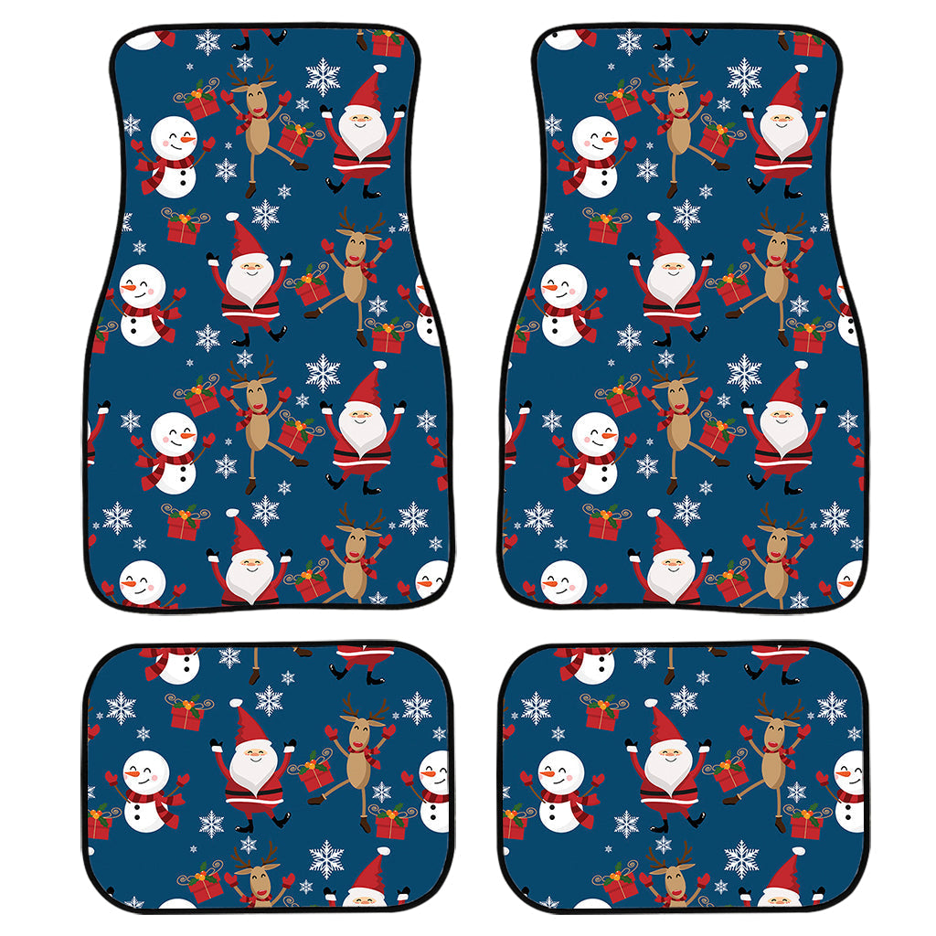 Happy Santa Claus Pattern Print Front And Back Car Floor Mats, Front Car Mat