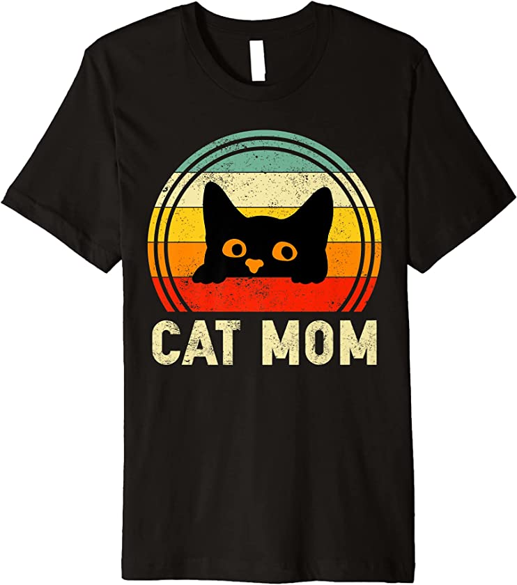 Retro Vintage Cat Mom Black Kitten Kitty Mother’s Day Women Premium T-Shirt