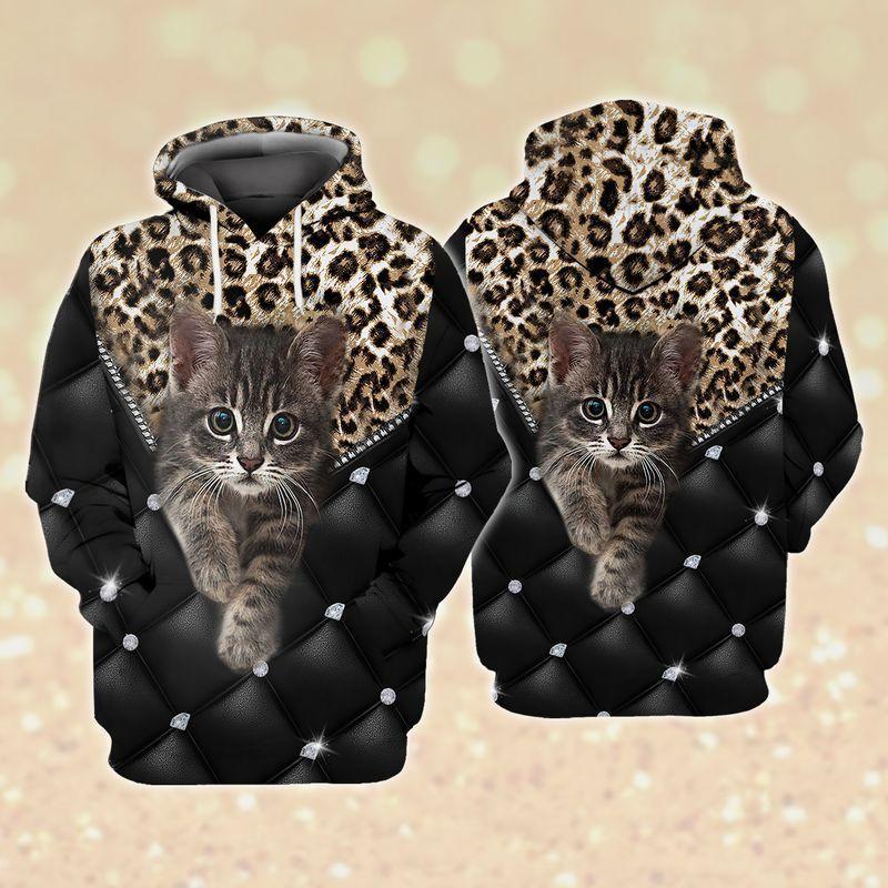 Cat Lover Leopard Graphic 3D Full Print 3D All Over Printed Unisex Hoodie Zip Hoodie T-Shirt Plus Size S-5Xl