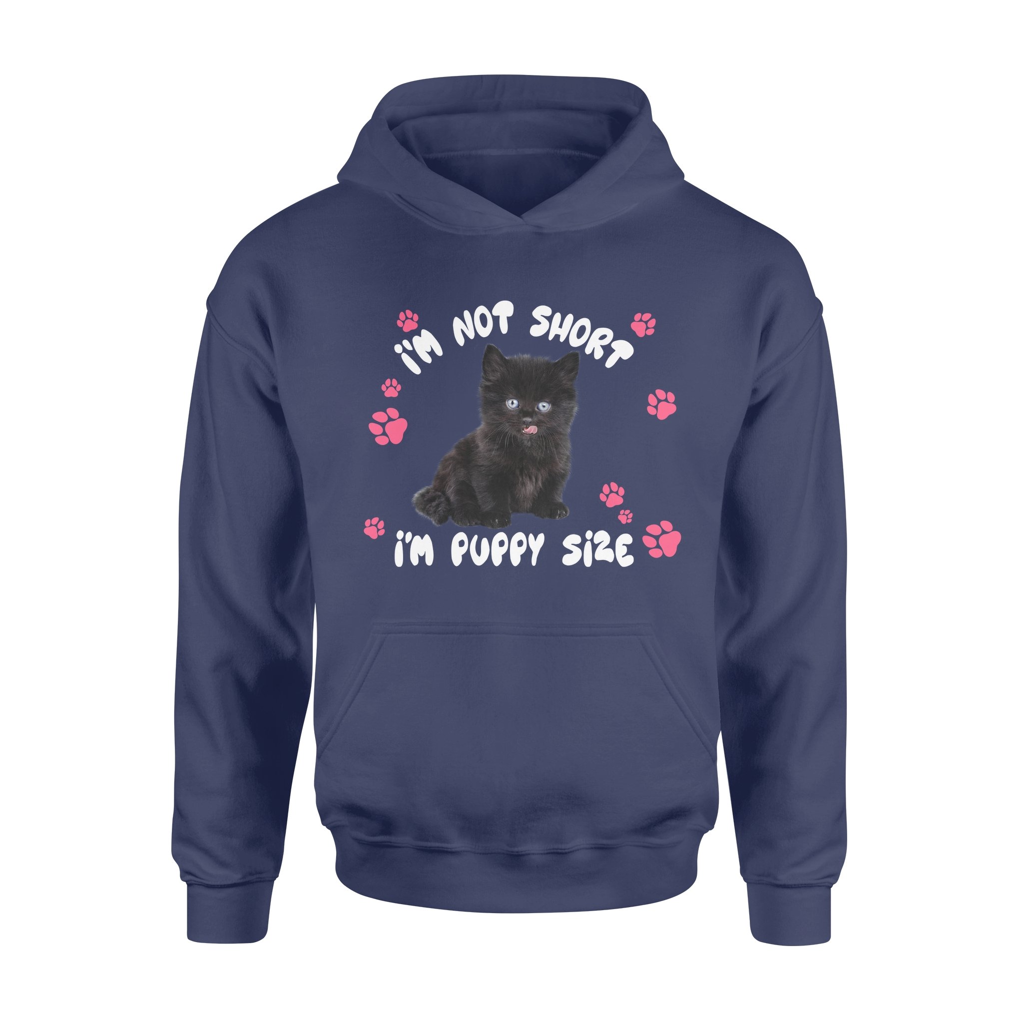 puppy size black cat premium hoodie 731