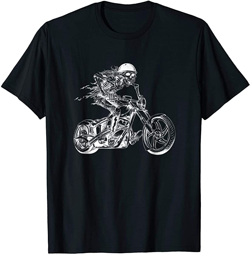 Halloween Skeleton Motorcycle Two-Wheeler Rider T-Shirt