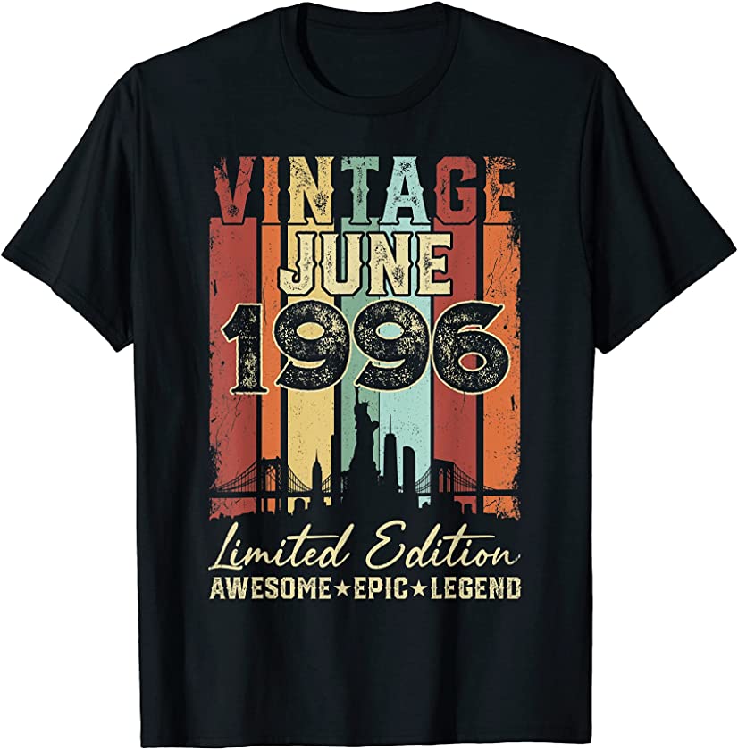 Vintage June 1996 25th Birthday Decorations 25 Years Old T-Shirt