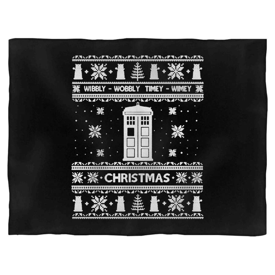 Ugly Doctor Who Christmas Scandinavian Motive Ugly Christmas Party Nordic Wibbly-Wobbly Timey-Wimey Blanket