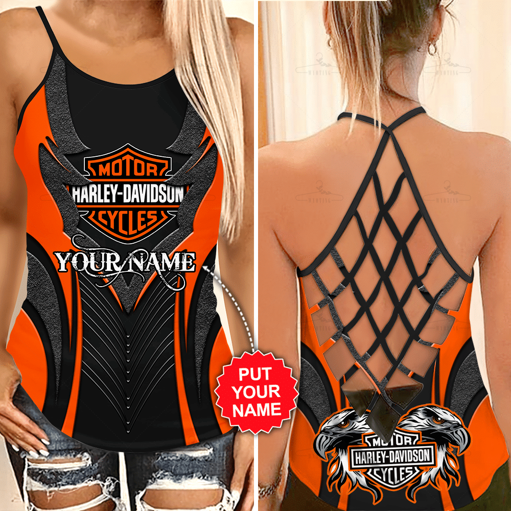 Personalized Harley Davidson Criss-Cross Tank Top  8