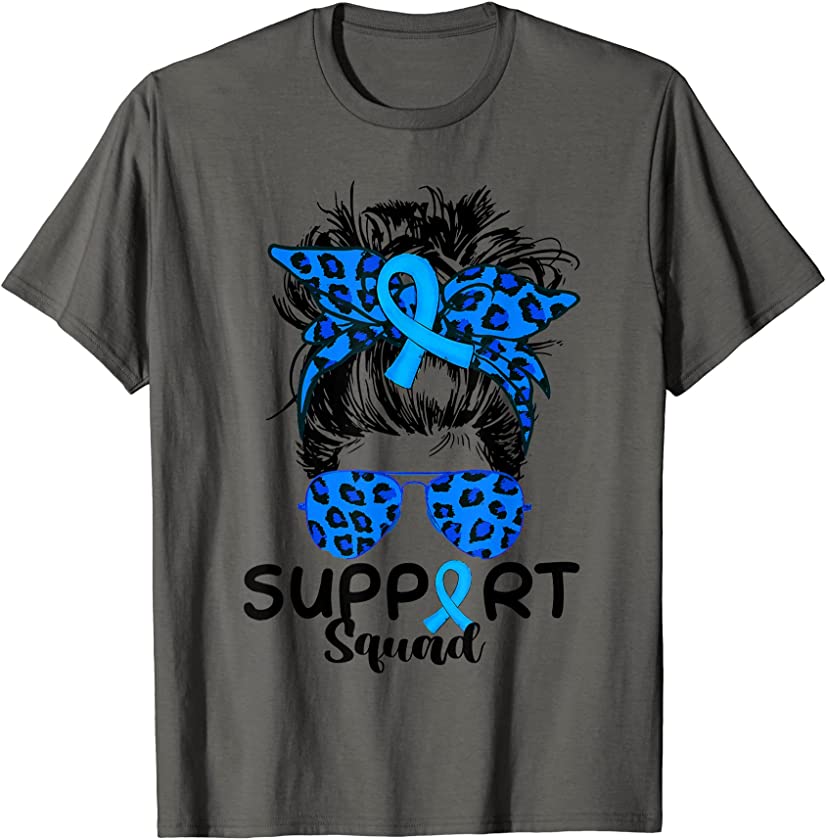 Support Squad Warrior Diabetes Messy Bun Leopard Awareness T-Shirt