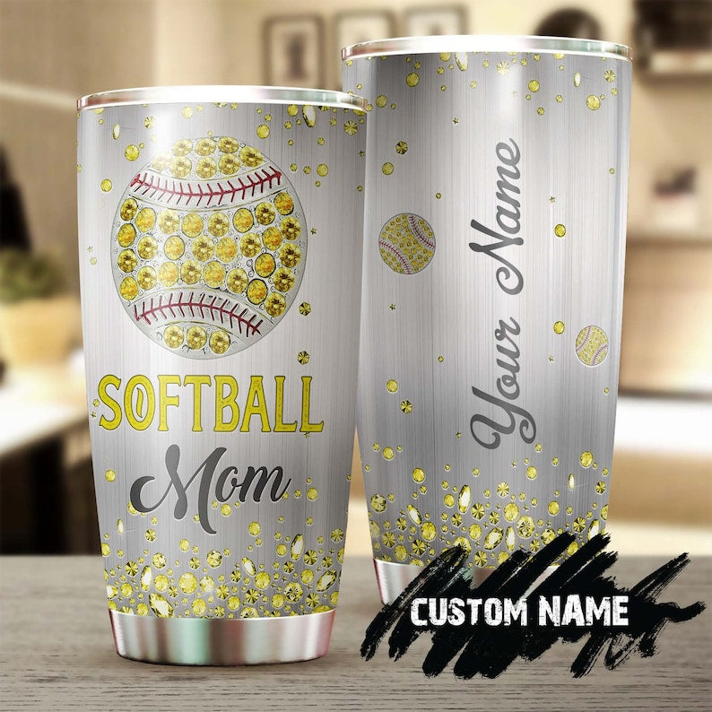 Softball Mom Jewelry Style Personalized Tumbler-Birthday Gift Christmas Gift Mother’S Day Gift For Softball Mom