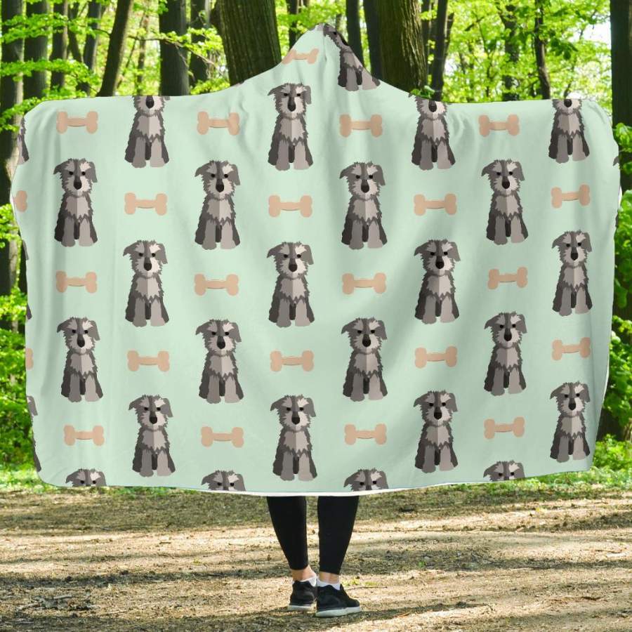 Schnauzer Dog Puppy Print Pattern Hooded Blanket