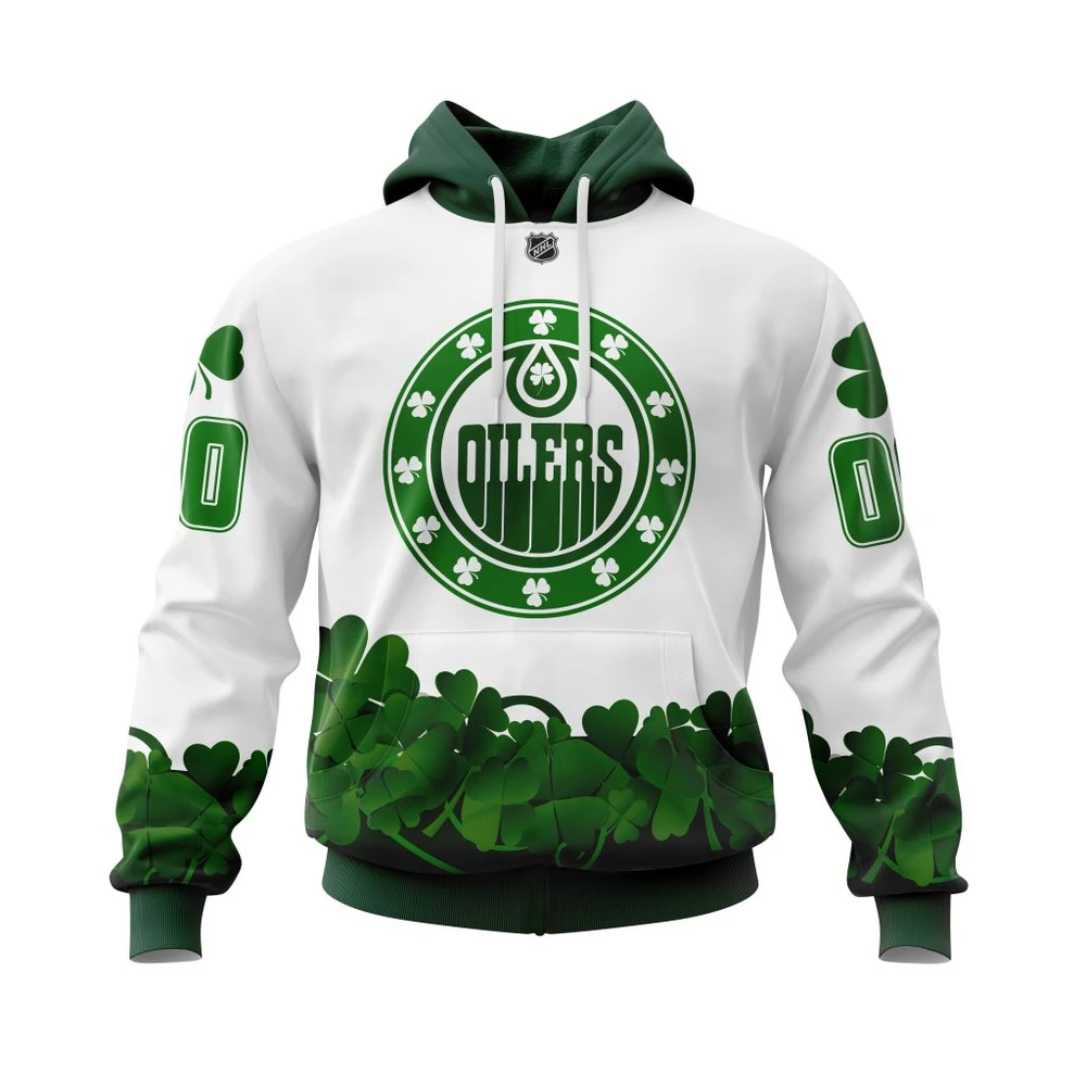 Hoodie Edmonton Oilers, Happy St.Patrick Days Jersey V0522 Qtnhl080524A3902Hd