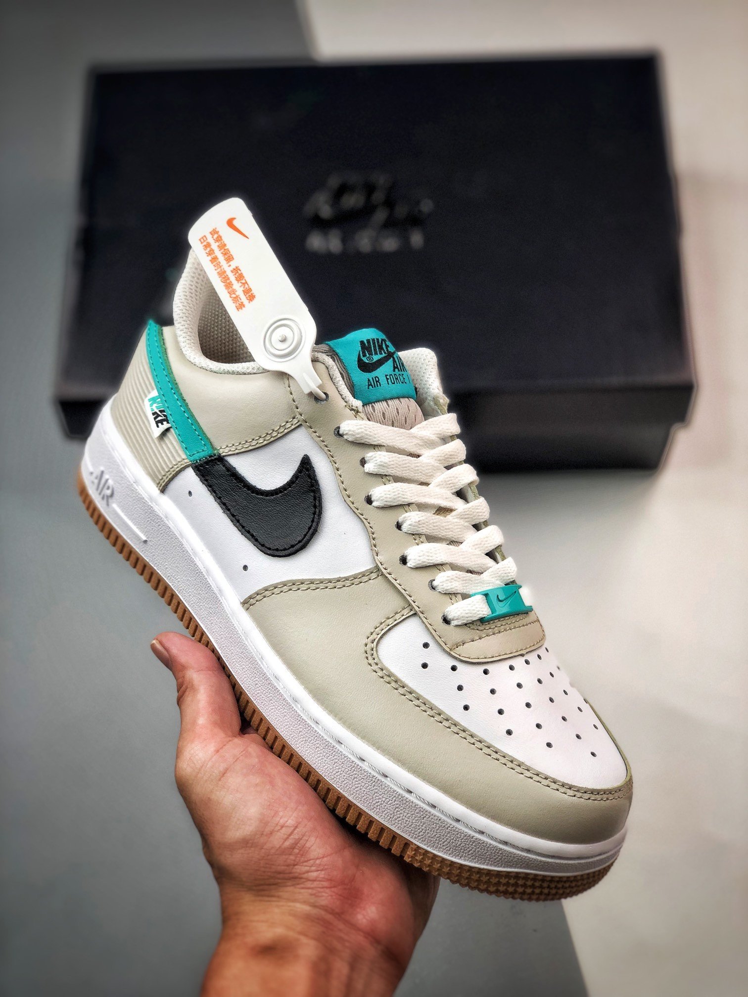 Nike Air Force 1 Spliced Swoosh Tan Green DX6062-101 5339988