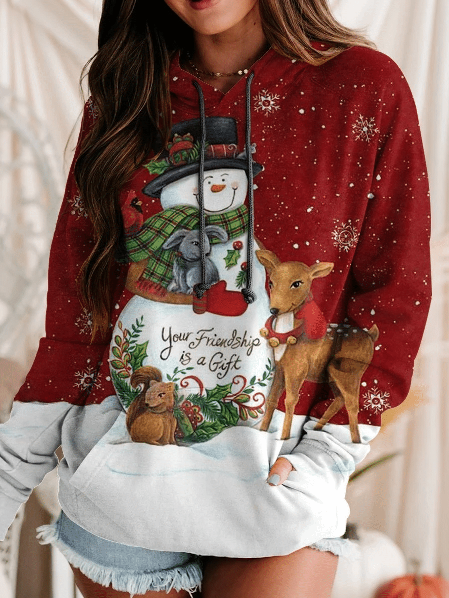 Frosty The Snowman Christmas Print Long Sleeve Hoodie