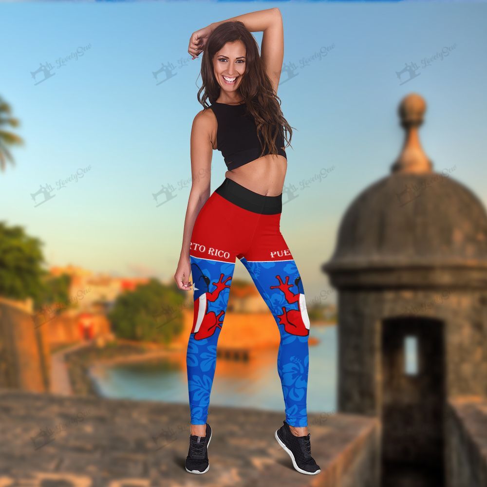 Frog Boricua Flag Leggings-Hollow Tank Top Bil21040801