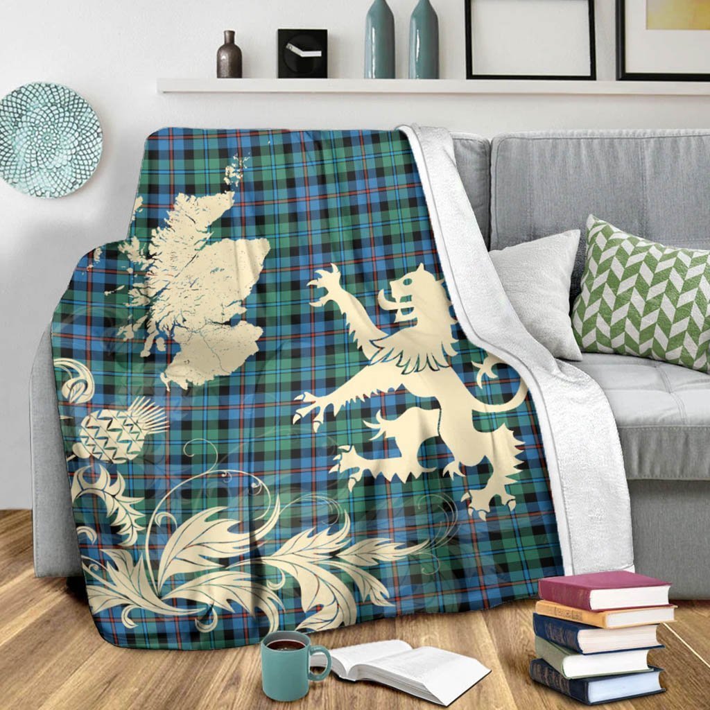 Tartan Blanket Campbell Of Cawdor Ancient Tartan Scotland Lion Thistle Map Plaid Blanket