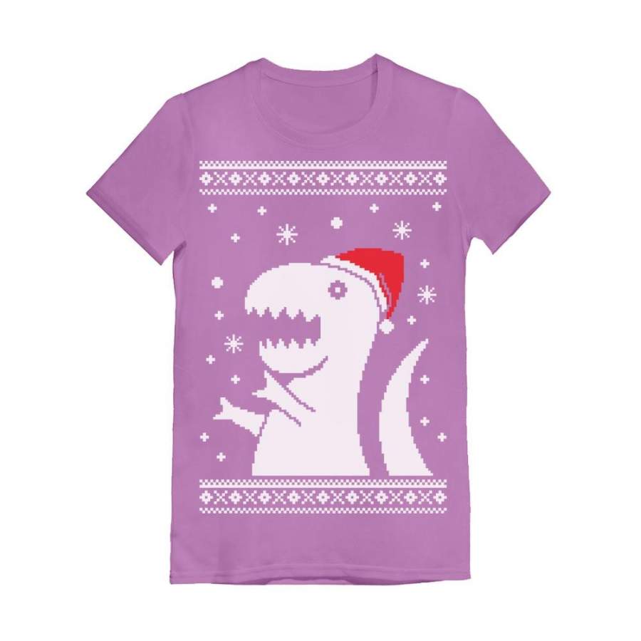 Ugly Christmas Sweater Big Trex Santa – Funny Infant Girls’ Fitted T-Shirt