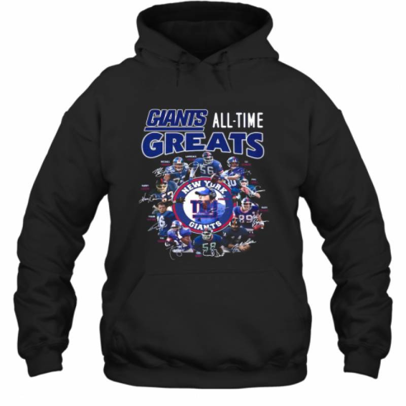 New York Giants Football All Time Greats Players Signatures Hoodie