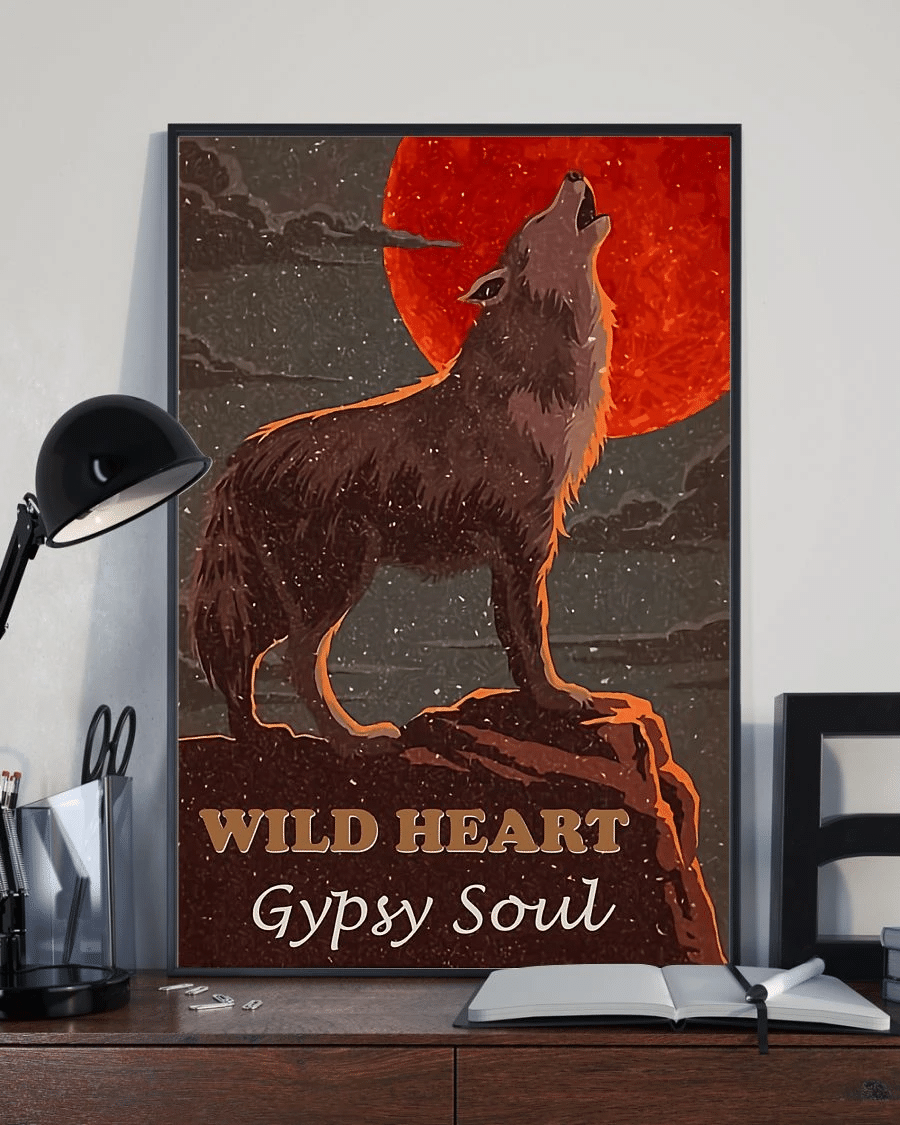 Wolf Red Moon Poster Canvas – Wild Heart Gypsy Soul Vintage Home Decor Wall Art Evg80412