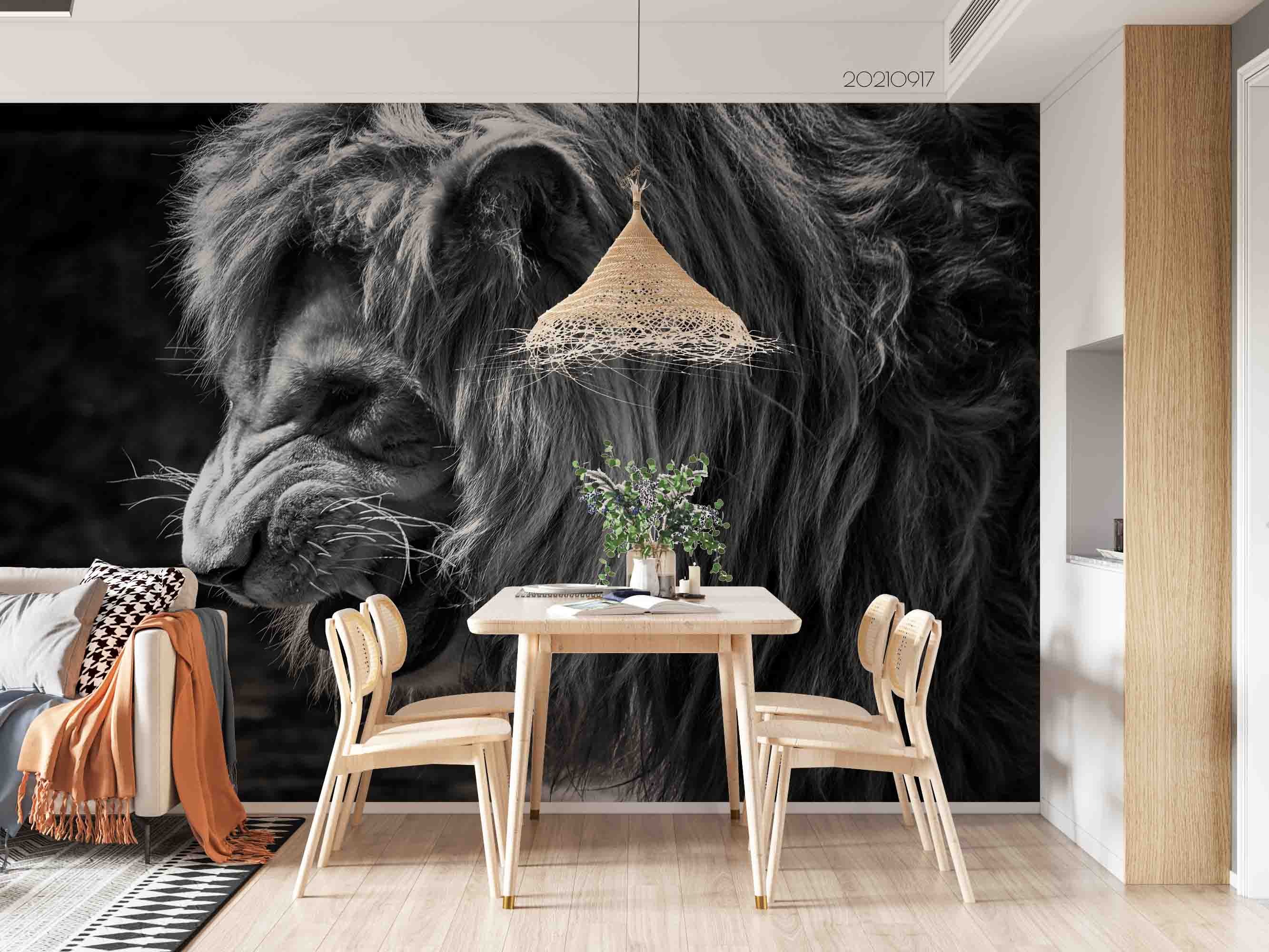 3D Animal Black Lion Wall Mural Wallpaper Lqh 55