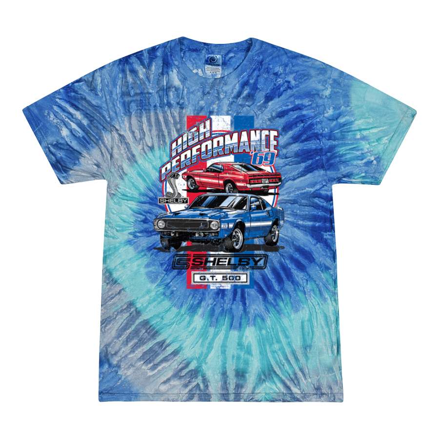 High Performance ’69 Shelby GT500 Vintage Cobra Hot Rod Cars Cars and Trucks Tie-Dye T-Shirt