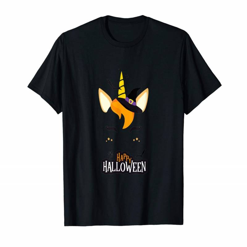 Unicorn Happy Halloween Funny Gift Women Men Kids Candy Corn T-shirt