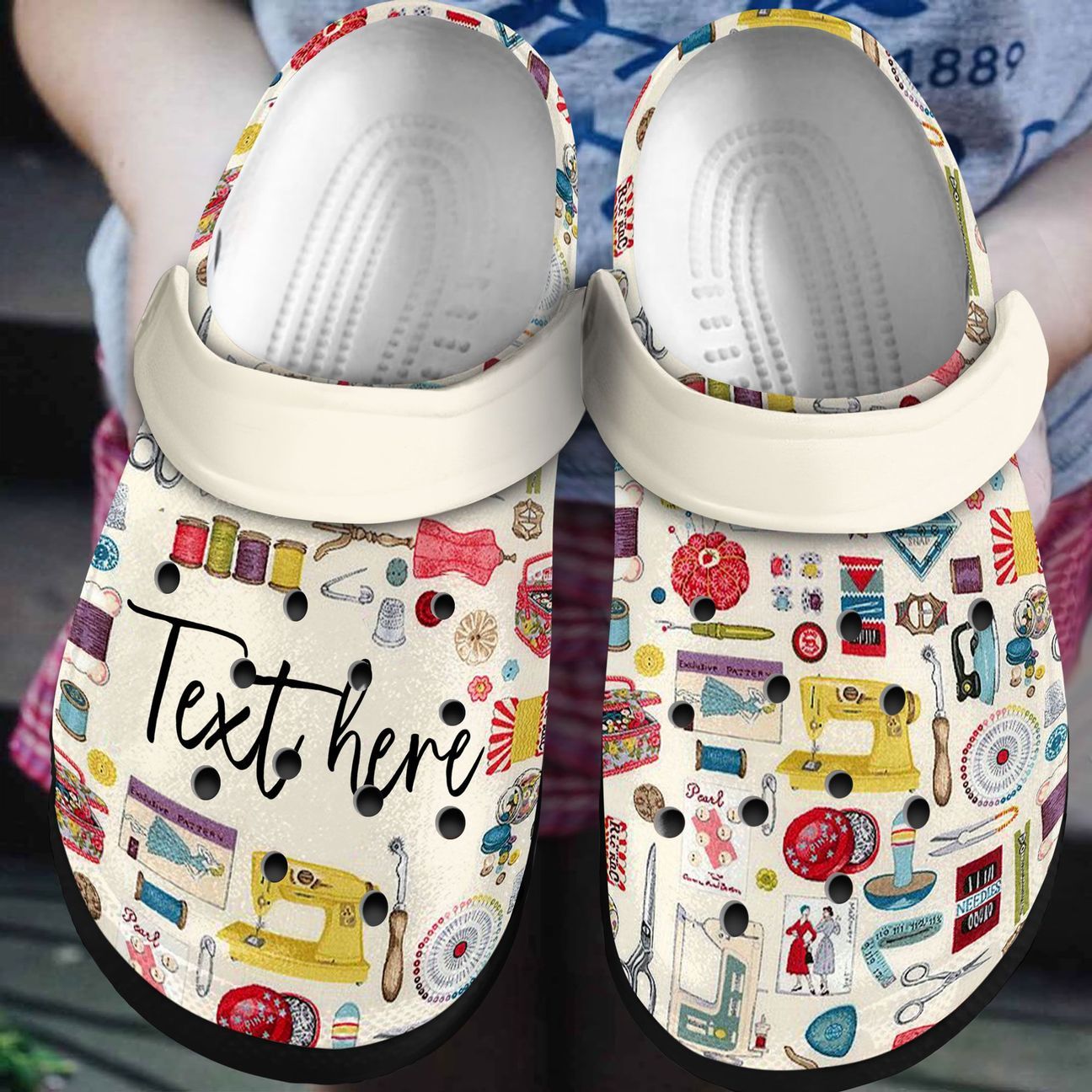 Sewing Personalized Clog, Custom Name, Text, Color, Number Fashion Style For Women, Men, Kid, Print 3D Illustration Pattern