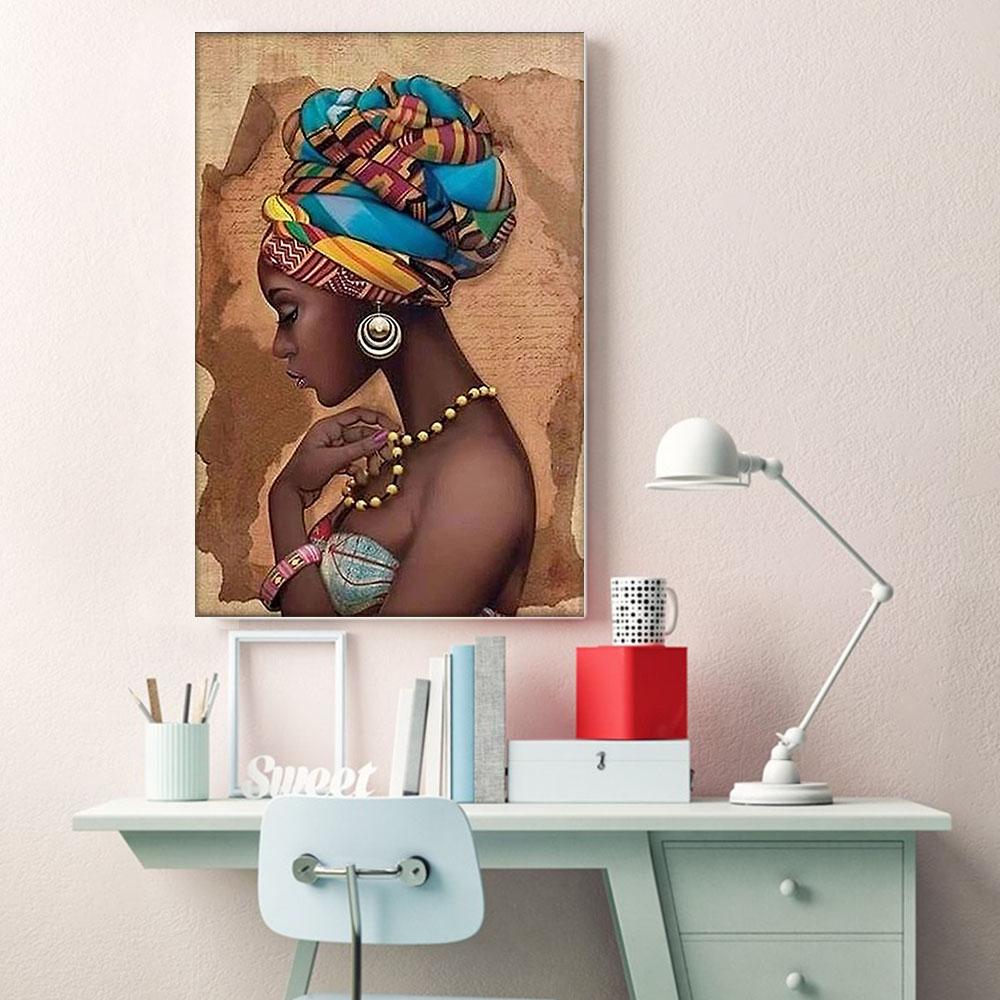 Black African Canvas Art Prints Modern African American Black Art Poster Art Prints Black Woman Black King Artistic Wall Hanging