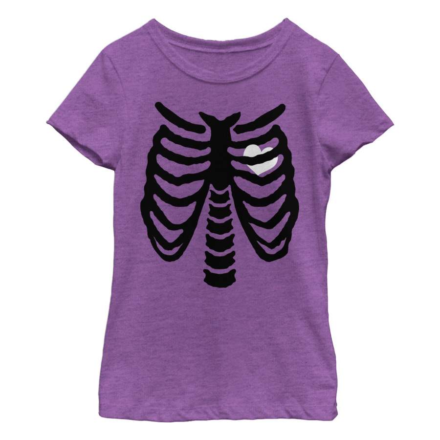 Lost Gods Girl’s Halloween Skeleton Rib Cage Love  T Shirt