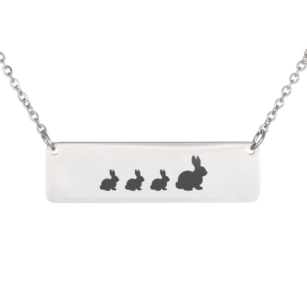 Bunny + 3 Kids Mother’S Day Gift Horizontal Bar Necklace With Personalized Engraving