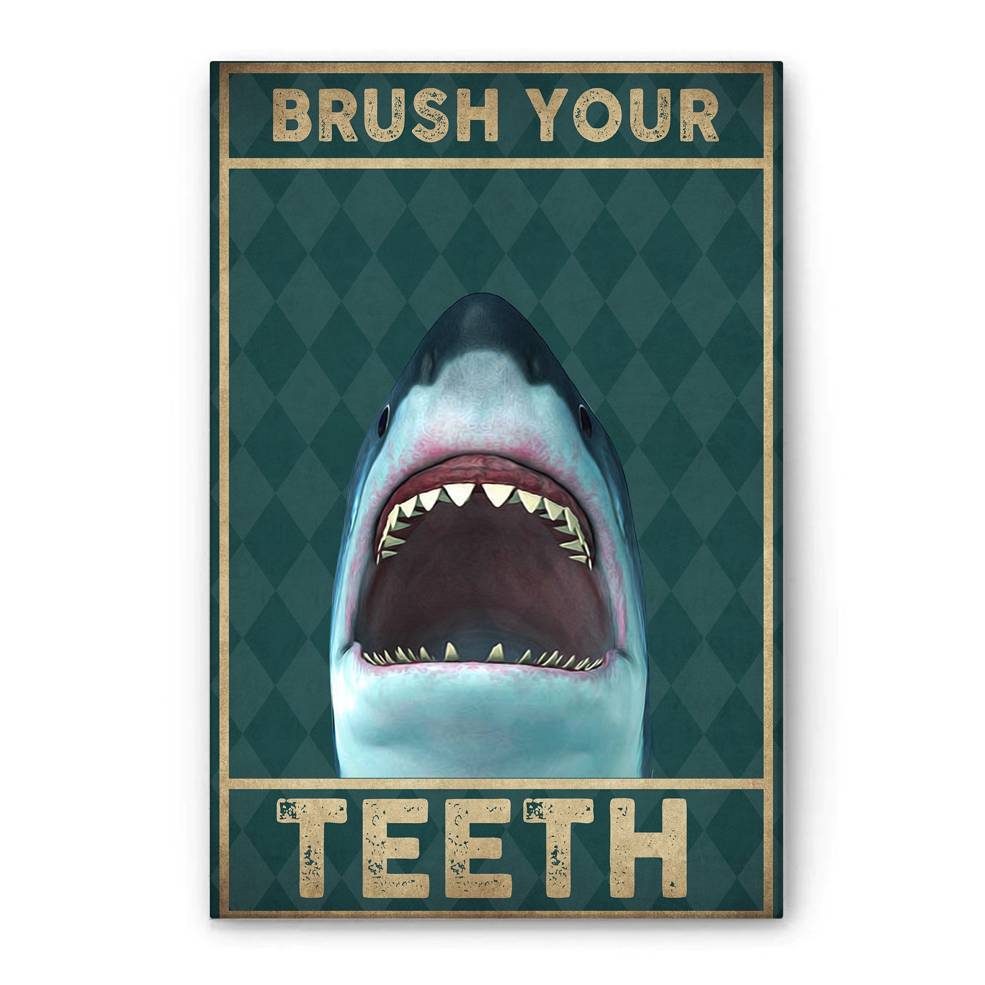 Shark Poster & Canvas, Brush Your Teeth Funny Wall Art, Home Decor