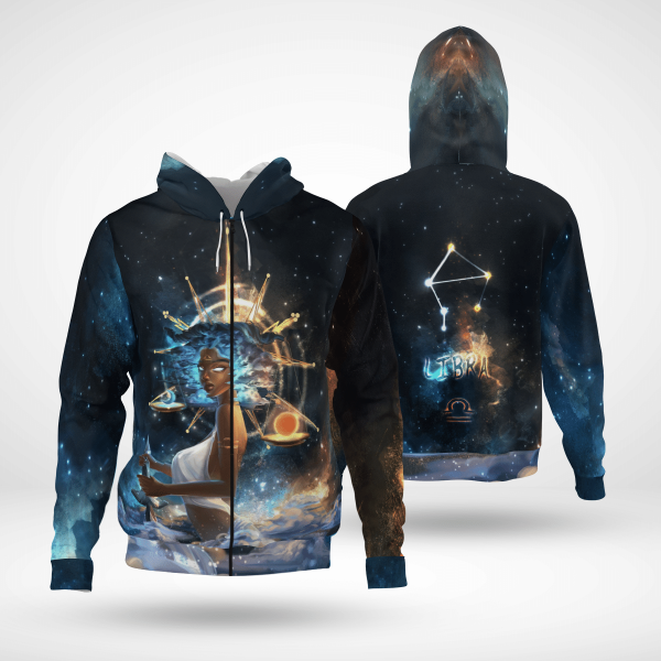 Black Libra Girl All Over Apparel For Black Queen Libra All Over Print 3D Unisex Zip Up Hoodie Us Size