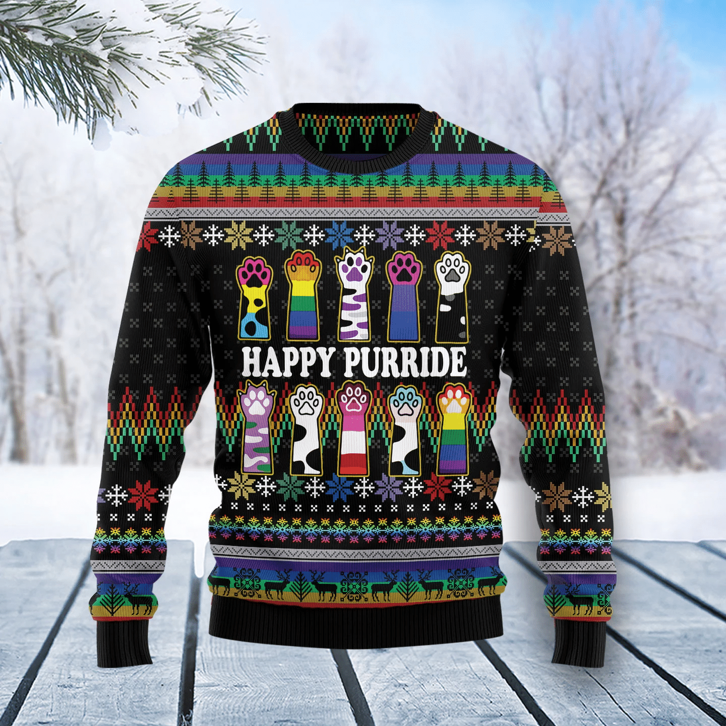 Cat Lgbt Color Christmas Ugly Sweater