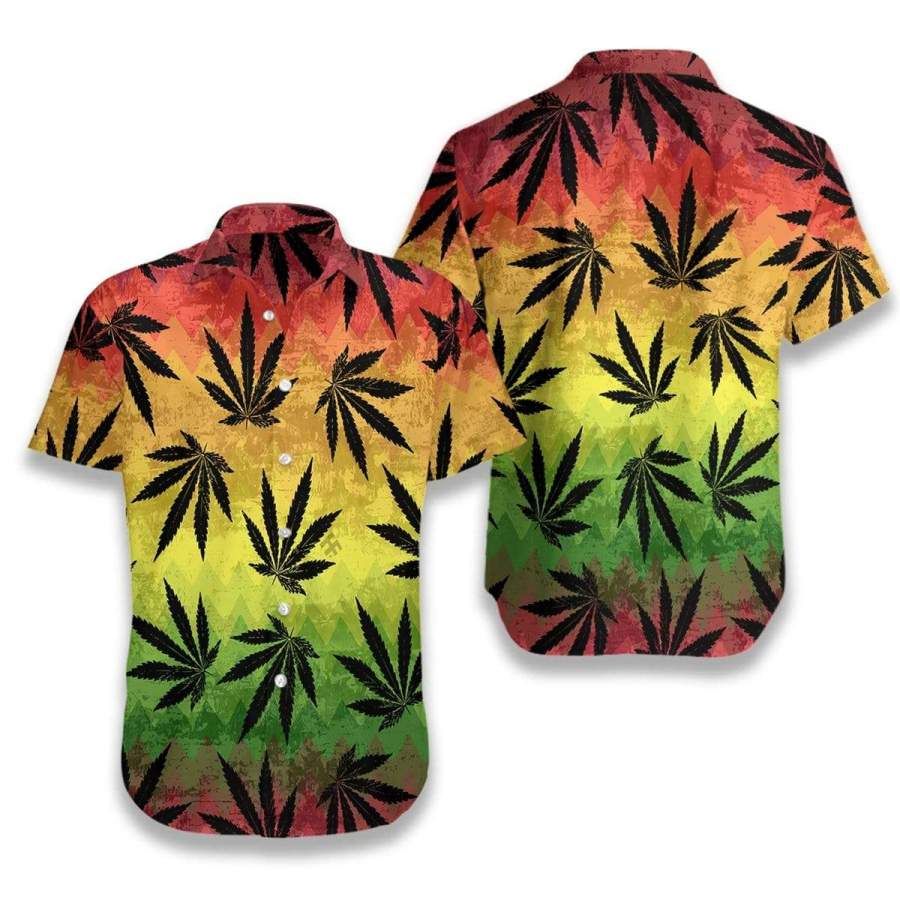 Marijuana Leaf Cannabis Hawaii Aloha Shirts Ha97884