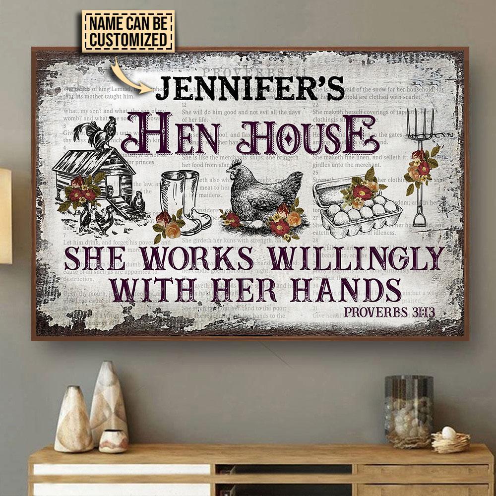 Aeticon Gifts Personalized Chicken Bible Works Willingly Canvas Mom Dad Gift Home Decor