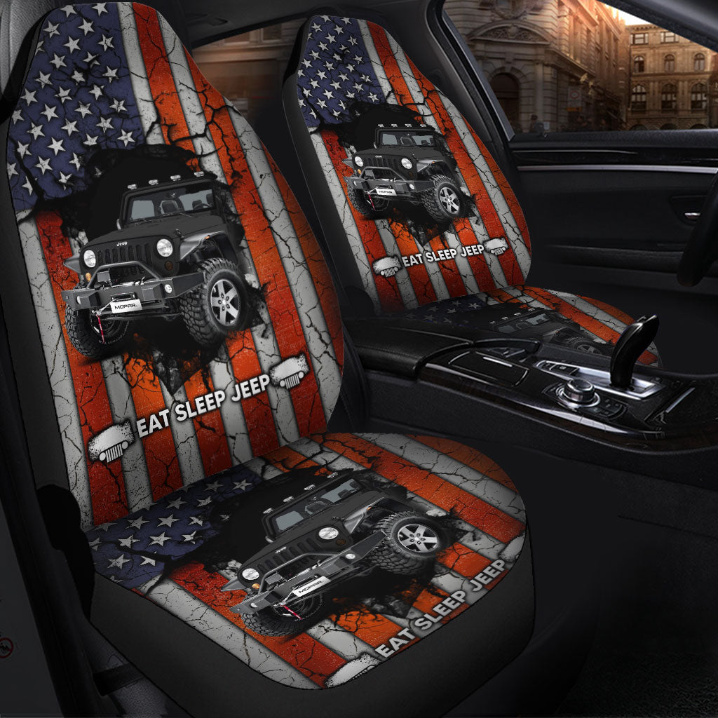 Eat Sleep Jeep Black Premium Custom Car Seat Covers Decor Protectors