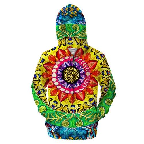 Vibrant Mandala Zip-up Hoodie