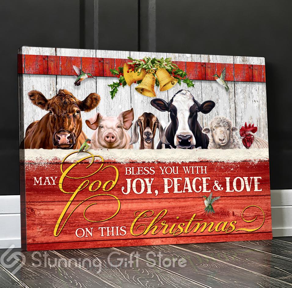 Stunning Gift Christmas Canvas Animal Farm Hanging Wall Art Print For Christmas Day May God Bless