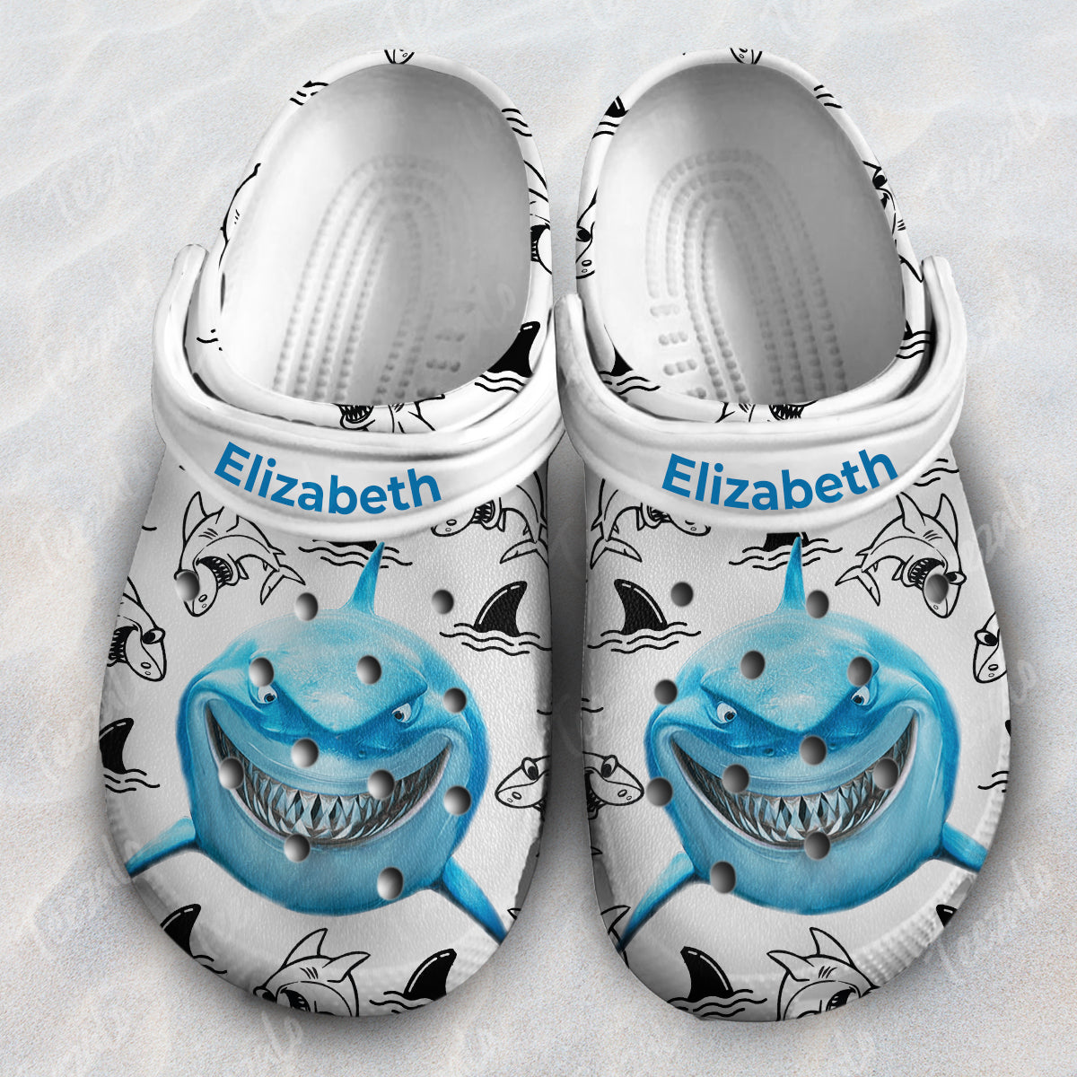 Shark Head Black And White Personalized Clogs Shoes