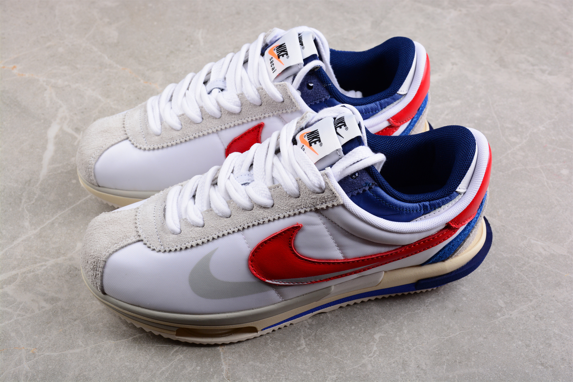 Nike Zoom Cortez SP Sacai White University Red Blue Shoes Sneakers SNK867871153