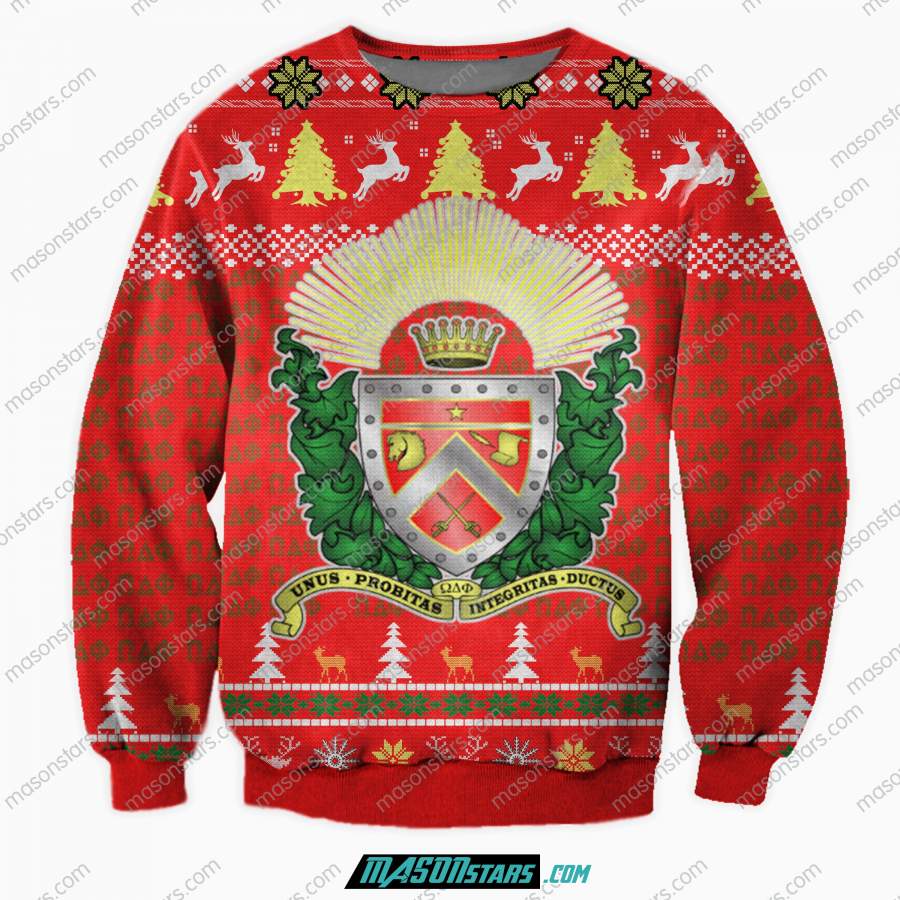 3D ALL OVER PRINT KNITTING PATTERN OMEGA DELTA PHI UGLY CHRISTMAS SWEATER