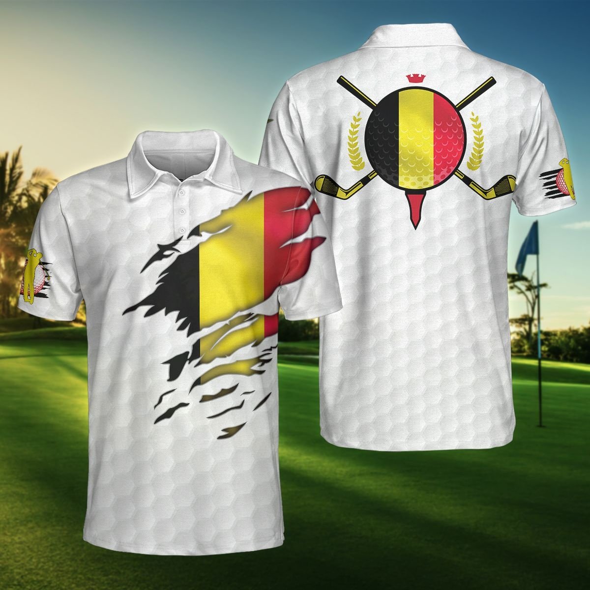 Belgium Flag Golfer Polo Shirt For Men And Women