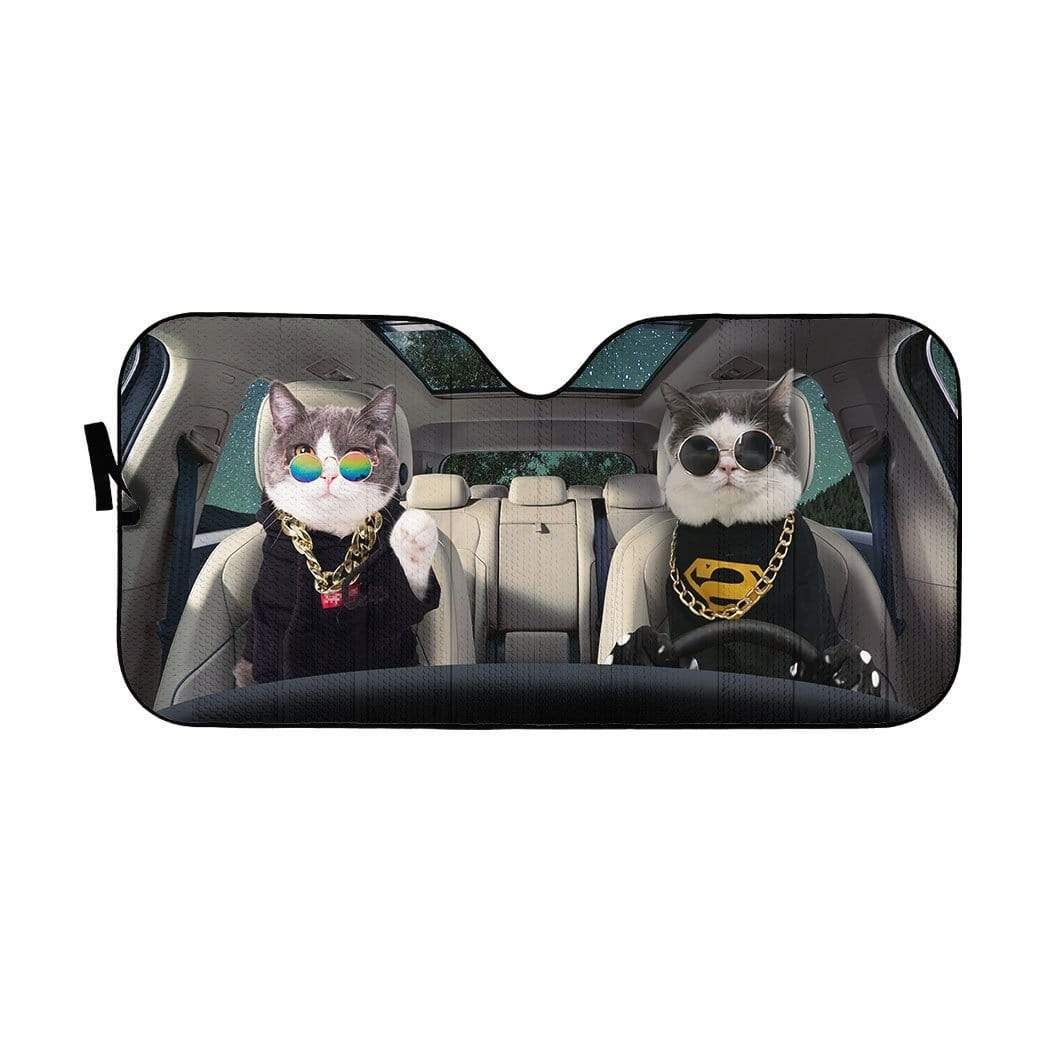 ForbesClothes 3D Cool Hoodie Couple Cats Custom Car Auto Sunshade