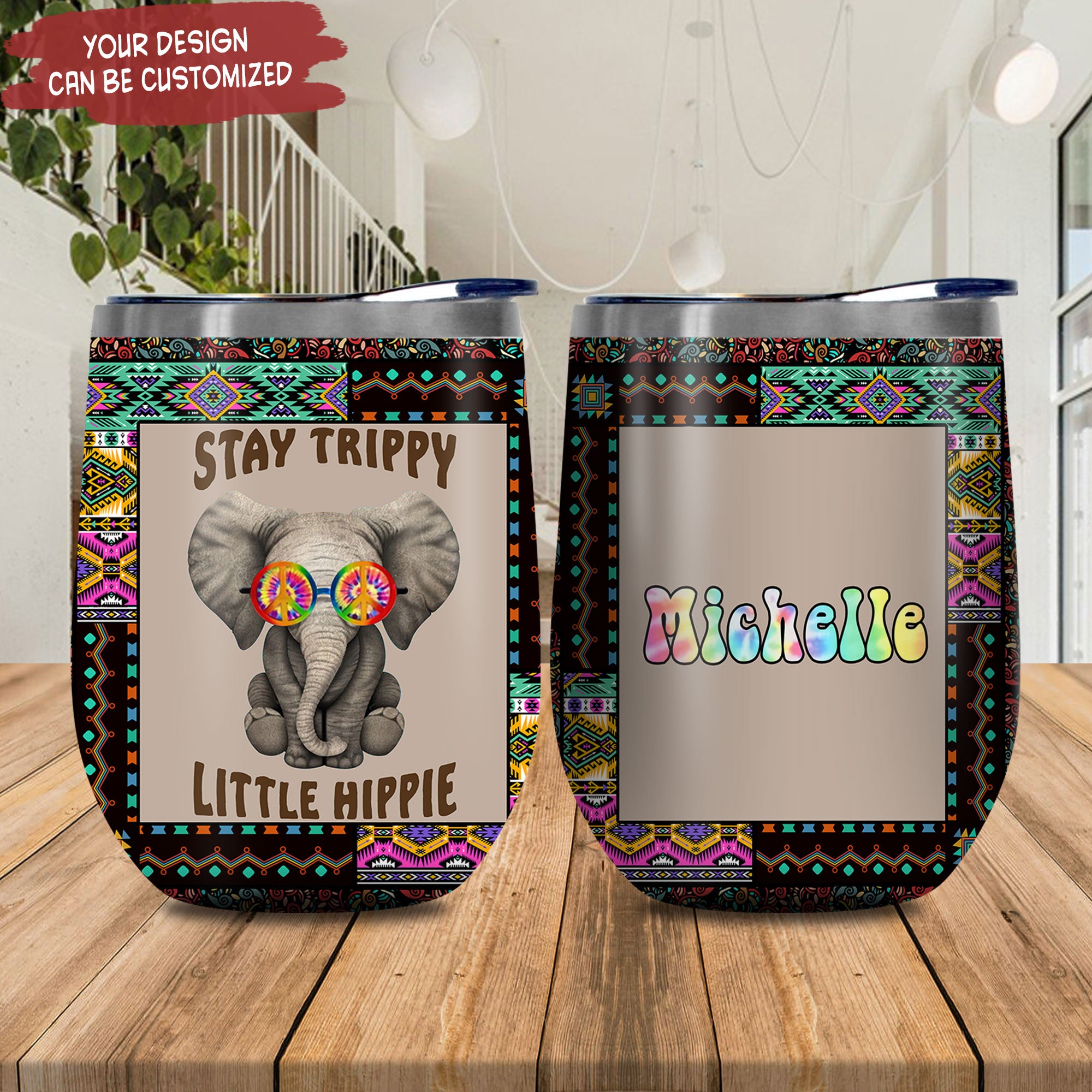 Personalized Hippie Elephant Kd4 Mda0112003 Stainless Steel Wine Tumbler – Personalized Wine Tumbler