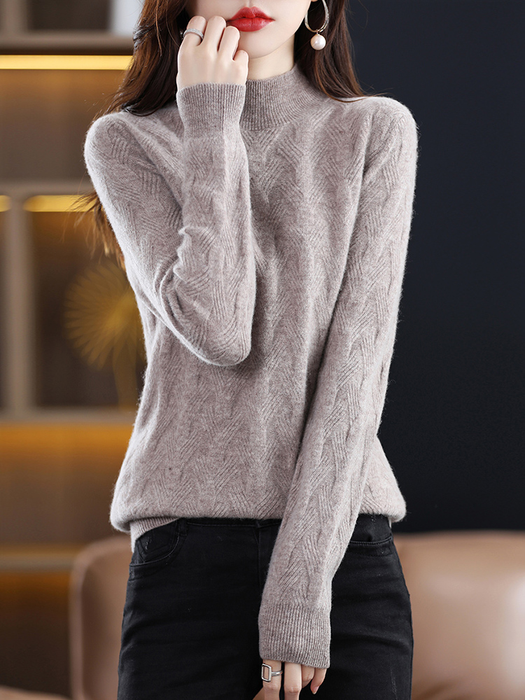 Turtleneck Sweaters Winter Tops for Women Knitwears Pullover Cashmere Female Clothing 100% Wool Long Sleeve Knit Fashion Jumpers alx