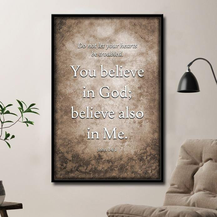 Bible Verse John 14-1 Poster – Do Not Let Your Hearts Be Troubled Canvas Home Décor Gifts For Men Women – Gigo Smart