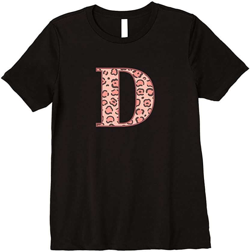 Pink Cheetah Print Leopard Pattern Letter D Premium T-Shirt